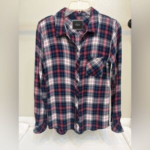 Rails women, navy and red plaid shirt